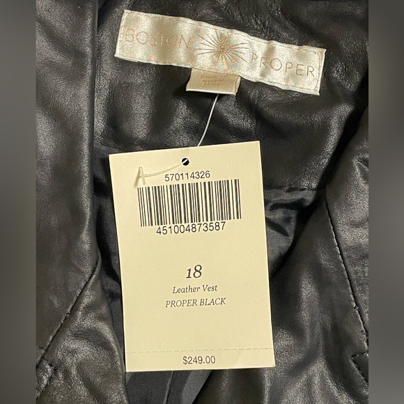BRAND NEW!!! Boston Proper Women's Sleek Black Leather Vest - Picture 3 of 8